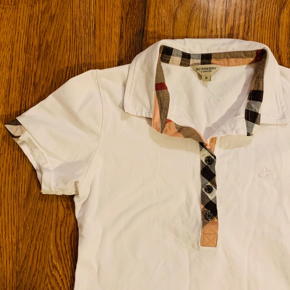 Burberry London Plaid and White Polo